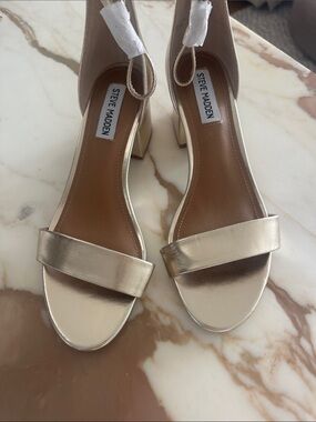 Steve Madden Metallic Gold Block Heel Sandals